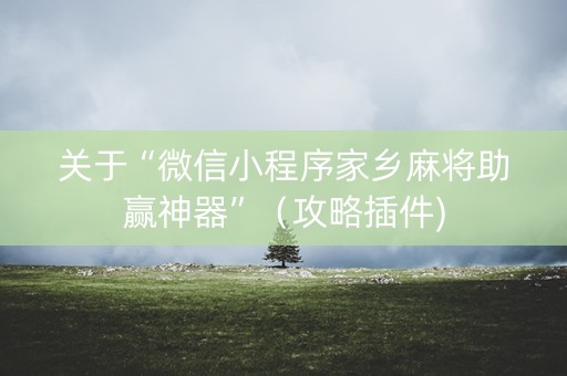 关于“微信小程序家乡麻将助赢神器”（攻略插件)