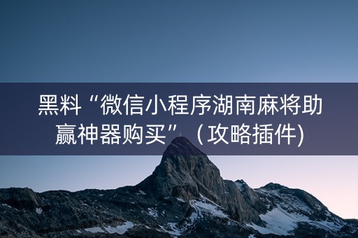 黑料“微信小程序湖南麻将助赢神器购买”（攻略插件)