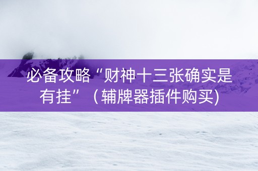 必备攻略“财神十三张确实是有挂”（辅牌器插件购买)