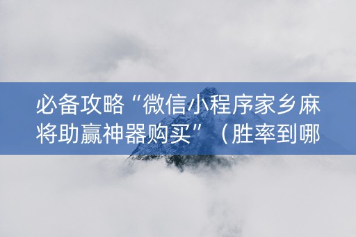 必备攻略“微信小程序家乡麻将助赢神器购买”（胜率到哪调)