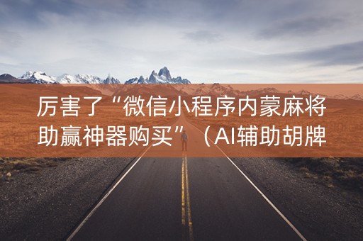 厉害了“微信小程序内蒙麻将助赢神器购买”（AI辅助胡牌规则)