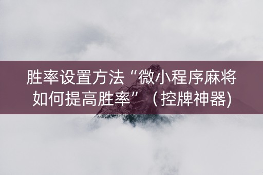 胜率设置方法“微小程序麻将如何提高胜率”（控牌神器)