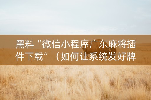 黑料“微信小程序广东麻将插件下载”（如何让系统发好牌)