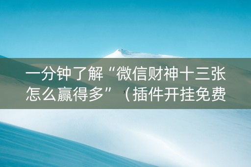 一分钟了解“微信财神十三张怎么赢得多”（插件开挂免费AI)