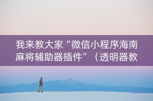 我来教大家“微信小程序海南麻将辅助器插件”（透明器教程)