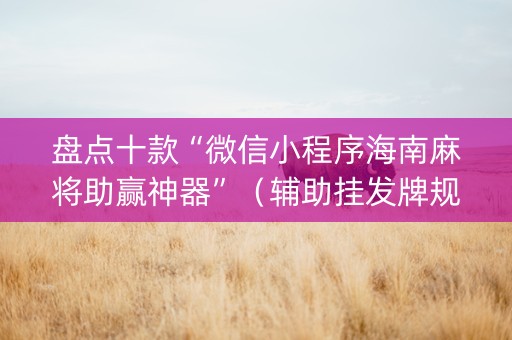盘点十款“微信小程序海南麻将助赢神器”（辅助挂发牌规律)