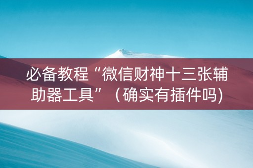 必备教程“微信财神十三张辅助器工具”（确实有插件吗)