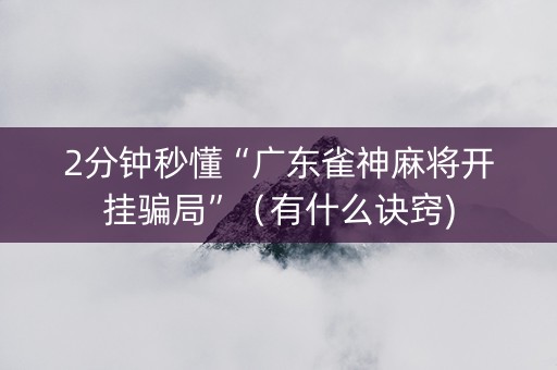2分钟秒懂“广东雀神麻将开挂骗局”（有什么诀窍)