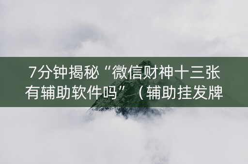 7分钟揭秘“微信财神十三张有辅助软件吗”（辅助挂发牌规律)