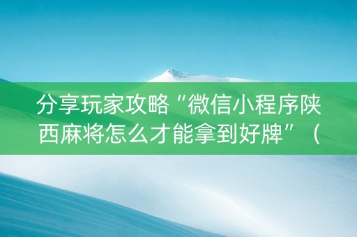 分享玩家攻略“微信小程序陕西麻将怎么才能拿到好牌”（开挂辅助器脚本)