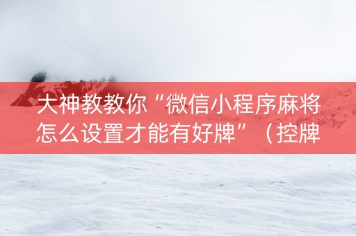 大神教教你“微信小程序麻将怎么设置才能有好牌”（控牌神器)