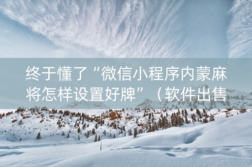 终于懂了“微信小程序内蒙麻将怎样设置好牌”（软件出售)