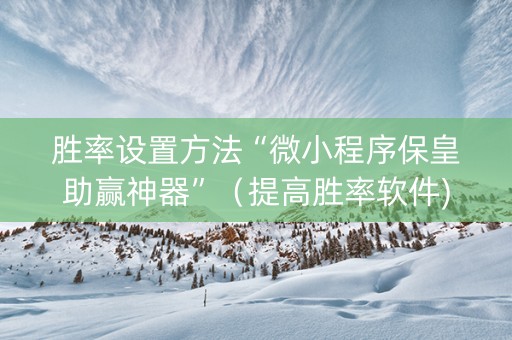 胜率设置方法“微小程序保皇助赢神器”（提高胜率软件)