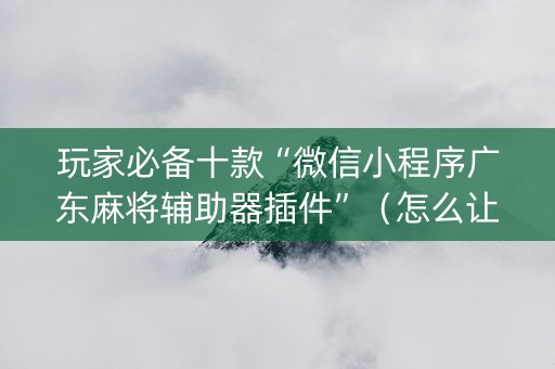 玩家必备十款“微信小程序广东麻将辅助器插件”（怎么让系统给自己好牌)