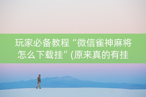 玩家必备教程“微信雀神麻将怎么下载挂”(原来真的有挂)-知乎