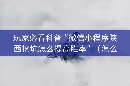 玩家必看科普“微信小程序陕西挖坑怎么提高胜率”（怎么让系统给你发好牌)