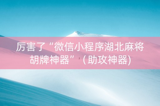 厉害了“微信小程序湖北麻将胡牌神器”（助攻神器)
