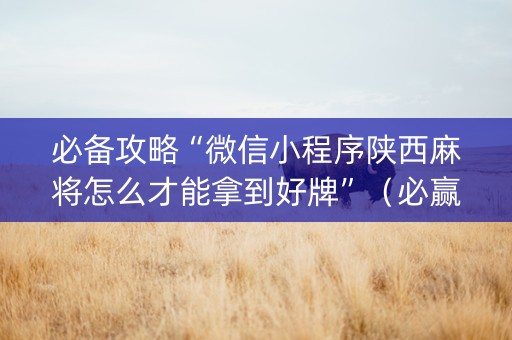 必备攻略“微信小程序陕西麻将怎么才能拿到好牌”（必赢神器)