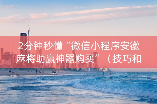 2分钟秒懂“微信小程序安徽麻将助赢神器购买”（技巧和打好牌方法)