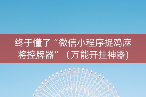 终于懂了“微信小程序捉鸡麻将控牌器”（万能开挂神器)