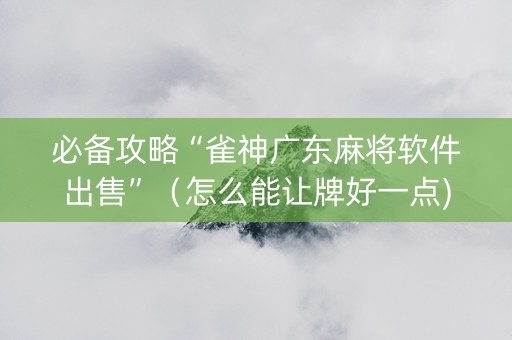 必备攻略“雀神广东麻将软件出售”（怎么能让牌好一点)