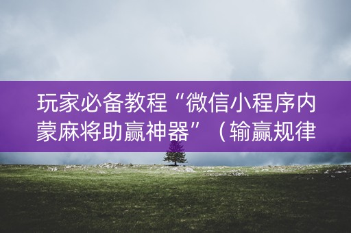 玩家必备教程“微信小程序内蒙麻将助赢神器”（输赢规律)
