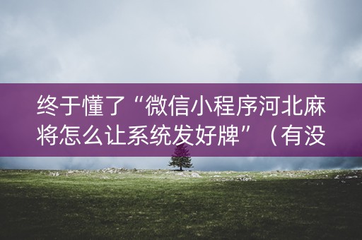 终于懂了“微信小程序河北麻将怎么让系统发好牌”（有没有猫腻)