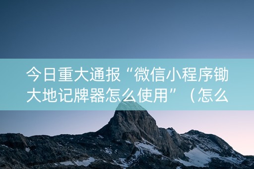 今日重大通报“微信小程序锄大地记牌器怎么使用”（怎么调胜率)