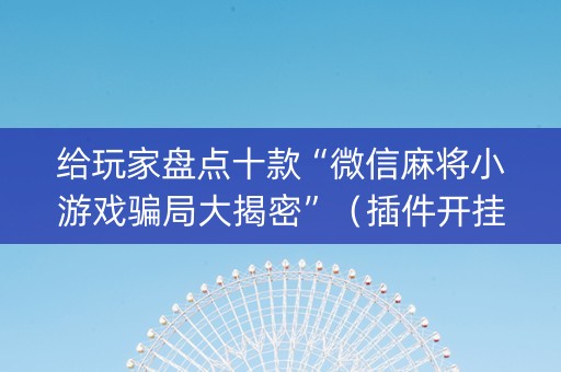 给玩家盘点十款“微信麻将小游戏骗局大揭密”（插件开挂免费AI)