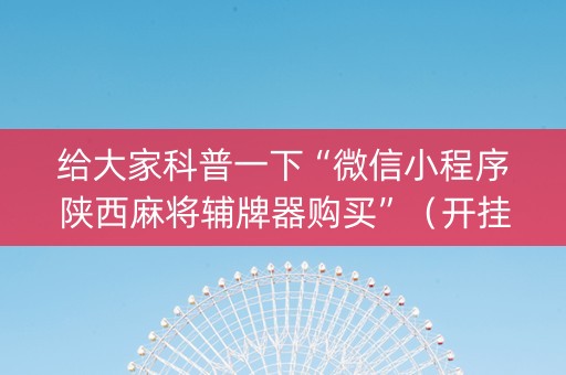 给大家科普一下“微信小程序陕西麻将辅牌器购买”（开挂辅助脚本)
