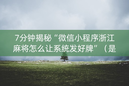 7分钟揭秘“微信小程序浙江麻将怎么让系统发好牌”（是否能开挂)