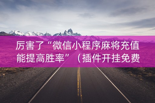 厉害了“微信小程序麻将充值能提高胜率”（插件开挂免费AI)