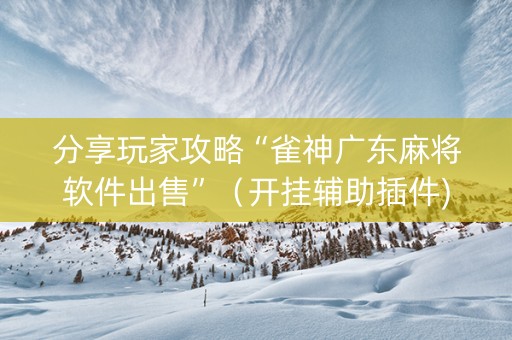 分享玩家攻略“雀神广东麻将软件出售”（开挂辅助插件)