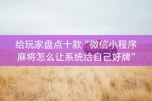 给玩家盘点十款“微信小程序麻将怎么让系统给自己好牌”（辅助神器免费)