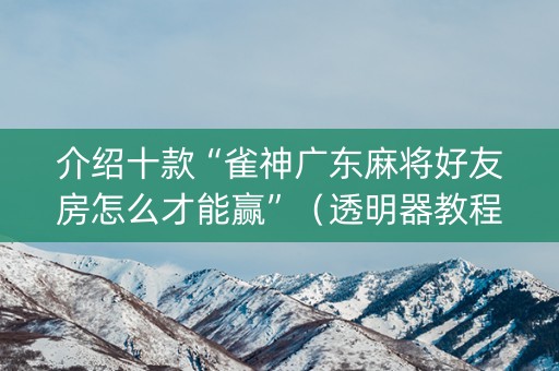 介绍十款“雀神广东麻将好友房怎么才能赢”（透明器教程)