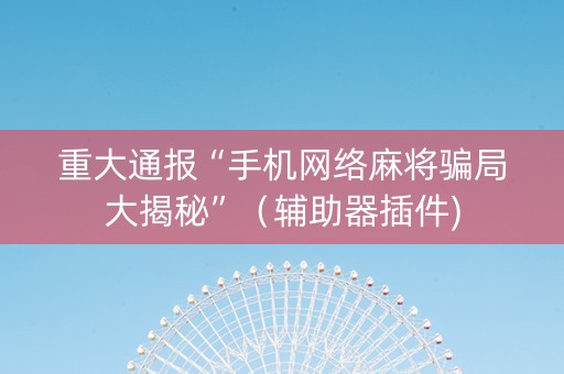 重大通报“手机网络麻将骗局大揭秘”（辅助器插件)