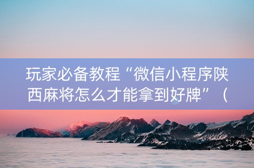 玩家必备教程“微信小程序陕西麻将怎么才能拿到好牌”（提高胜率技巧)
