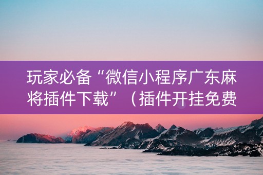 玩家必备“微信小程序广东麻将插件下载”（插件开挂免费AI)