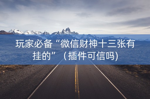 玩家必备“微信财神十三张有挂的”（插件可信吗)