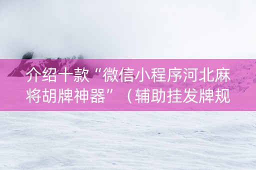 介绍十款“微信小程序河北麻将胡牌神器”（辅助挂发牌规律)