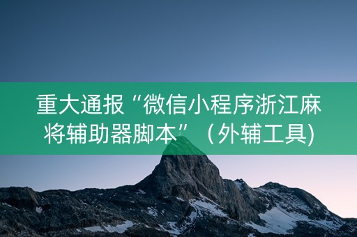 重大通报“微信小程序浙江麻将辅助器脚本”（外辅工具)