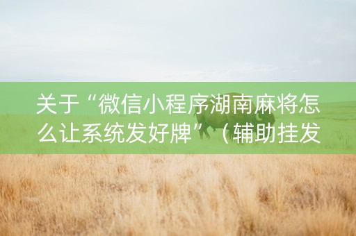 关于“微信小程序湖南麻将怎么让系统发好牌”（辅助挂发牌规律)