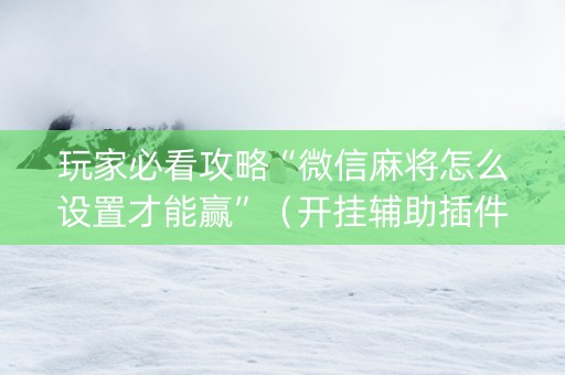 玩家必看攻略“微信麻将怎么设置才能赢”（开挂辅助插件)