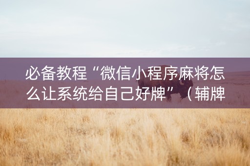 必备教程“微信小程序麻将怎么让系统给自己好牌”（辅牌器插件购买)