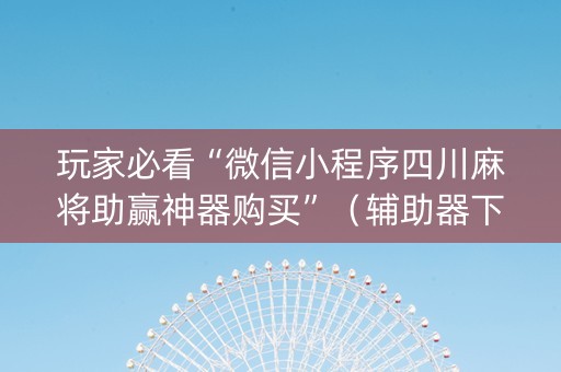 玩家必看“微信小程序四川麻将助赢神器购买”（辅助器下载)