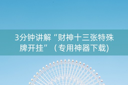 3分钟讲解“财神十三张特殊牌开挂”（专用神器下载)