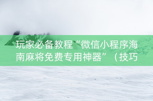 玩家必备教程“微信小程序海南麻将免费专用神器”（技巧和打好牌方法)