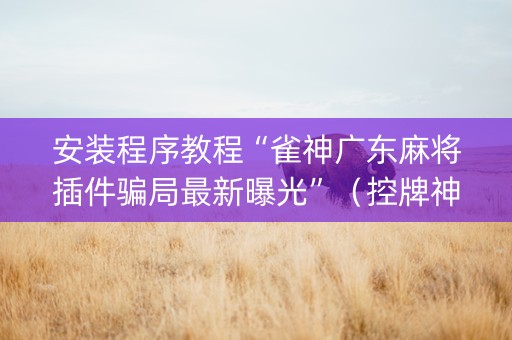 安装程序教程“雀神广东麻将插件骗局最新曝光”（控牌神器)