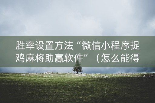 胜率设置方法“微信小程序捉鸡麻将助赢软件”（怎么能得到好牌)