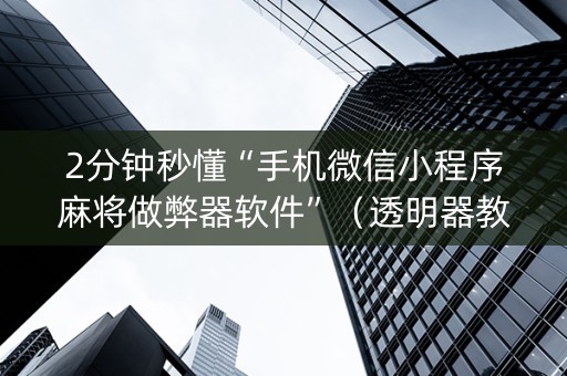 2分钟秒懂“手机微信小程序麻将做弊器软件”（透明器教程)